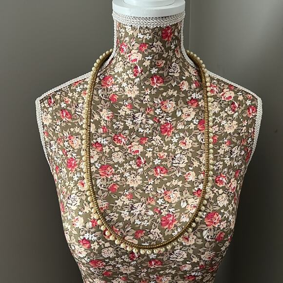 Vintage | Faux Pearl Gold Tone Stretch Belt - Picture 9 of 9